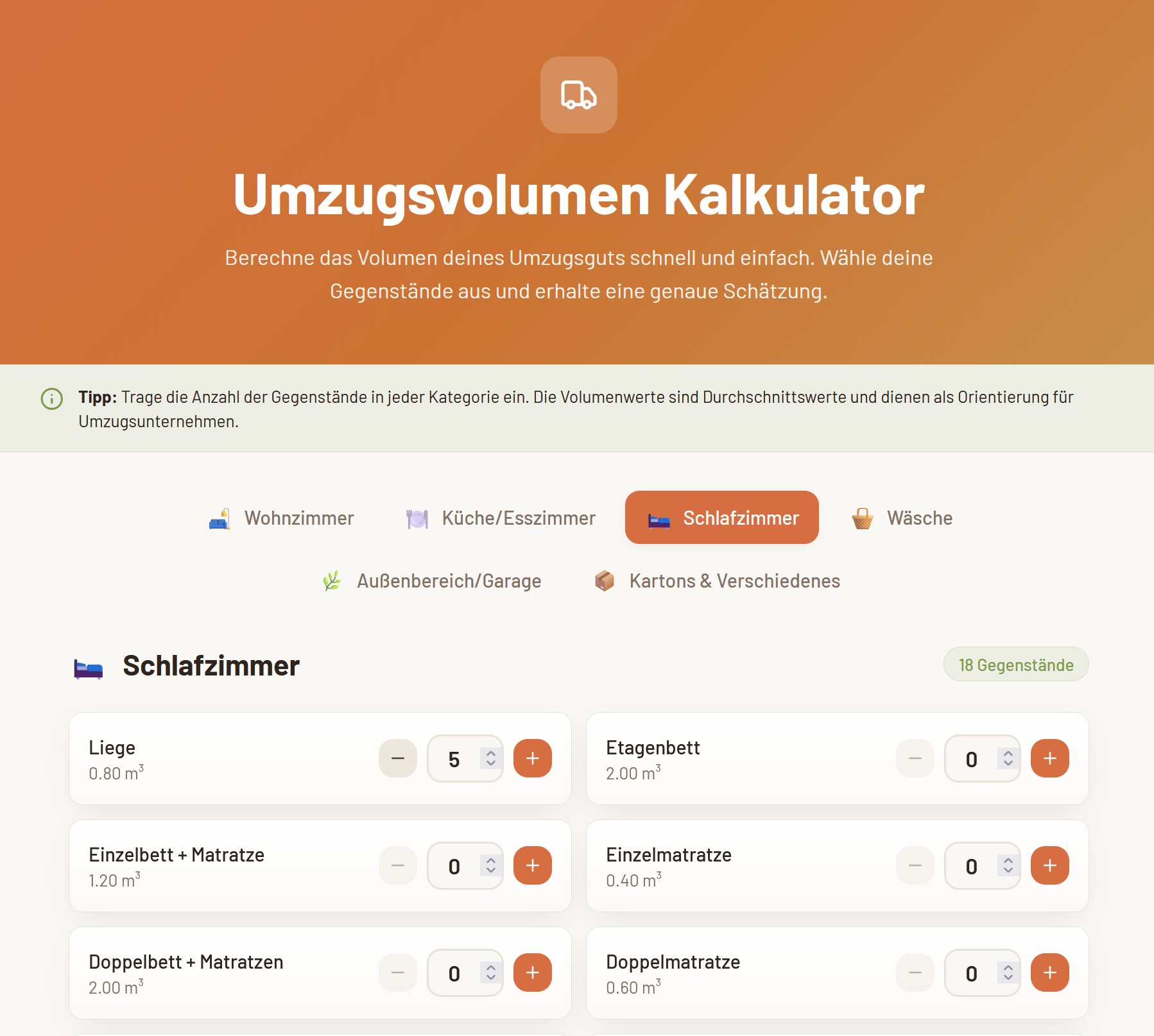 Umzugsvolumen Zypern