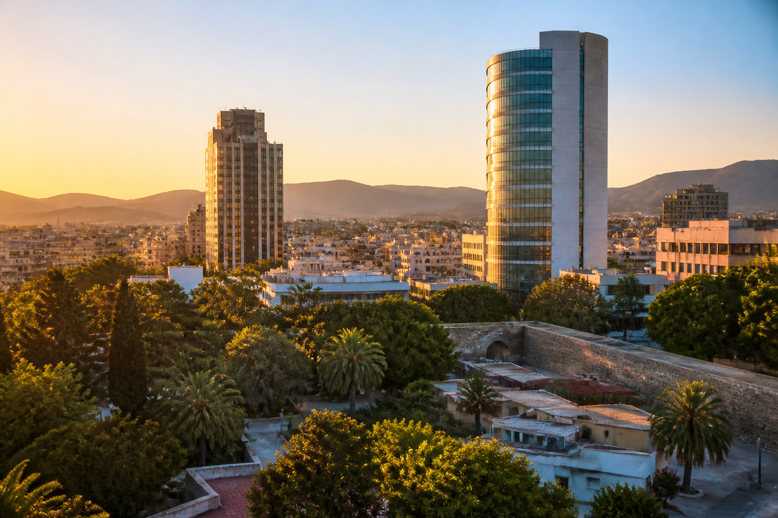 Blick auf Nikosia mit EU- und Zypern-Bezug als Symbol für Zyperns Rolle in Europa 2026