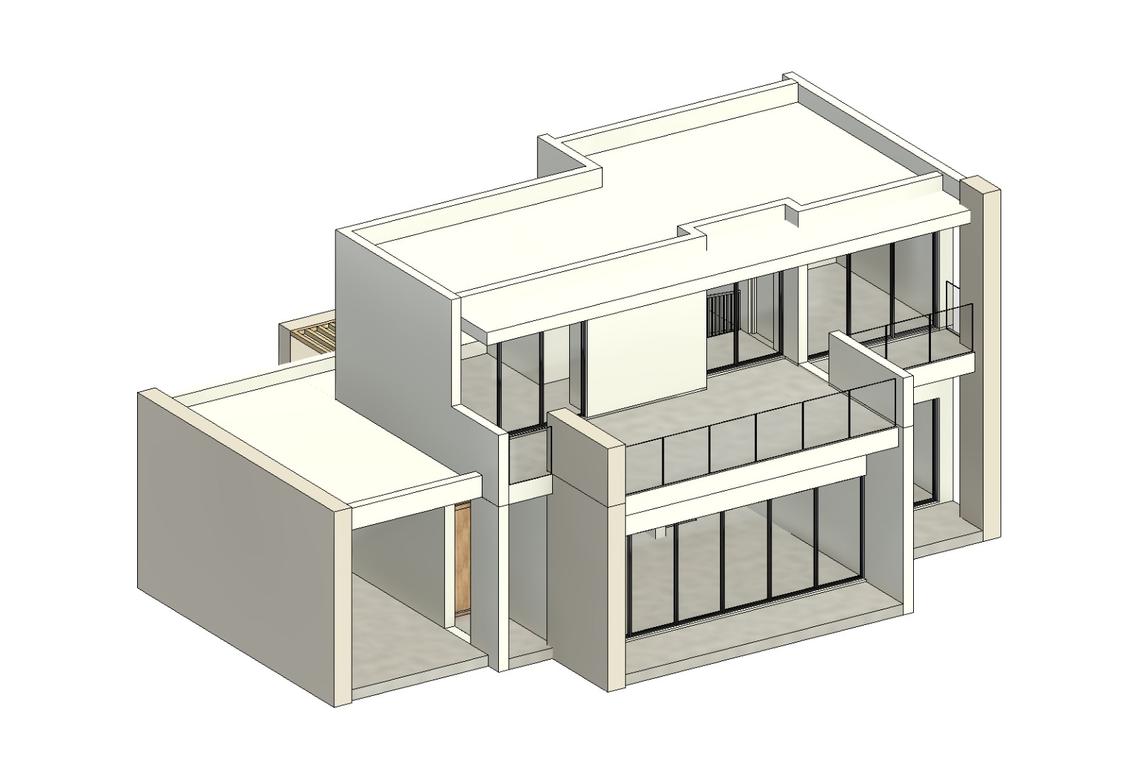 Luftaufnahme des Projekts; Phase-H-Modell in Galerie: Cap St. Georges